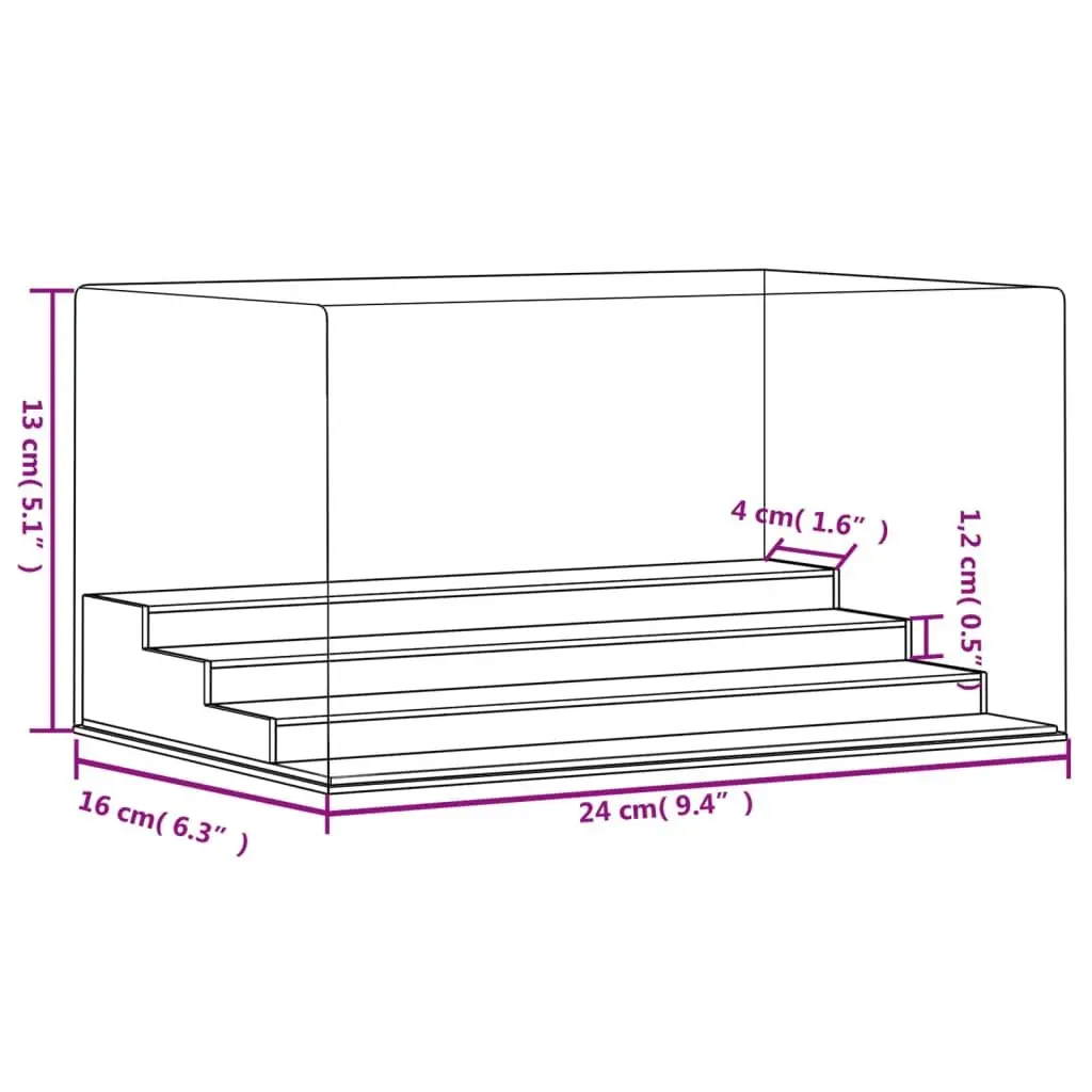 Acrylic Display Box 4-Tier for Collectibles 24x16x13 cm Transparent