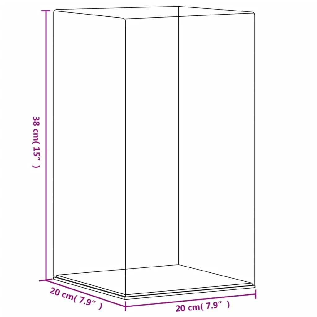 Transparent Acrylic Display Box 20x20x38 cm Dustproof Collectibles Case Clear