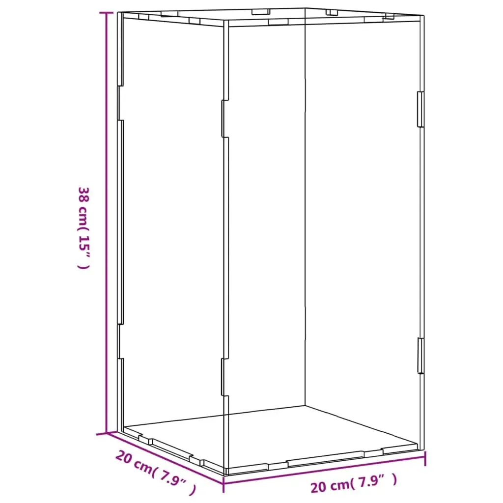 Acrylic Display Box Transparent Dustproof Collectibles Showcase 20x20x38cm