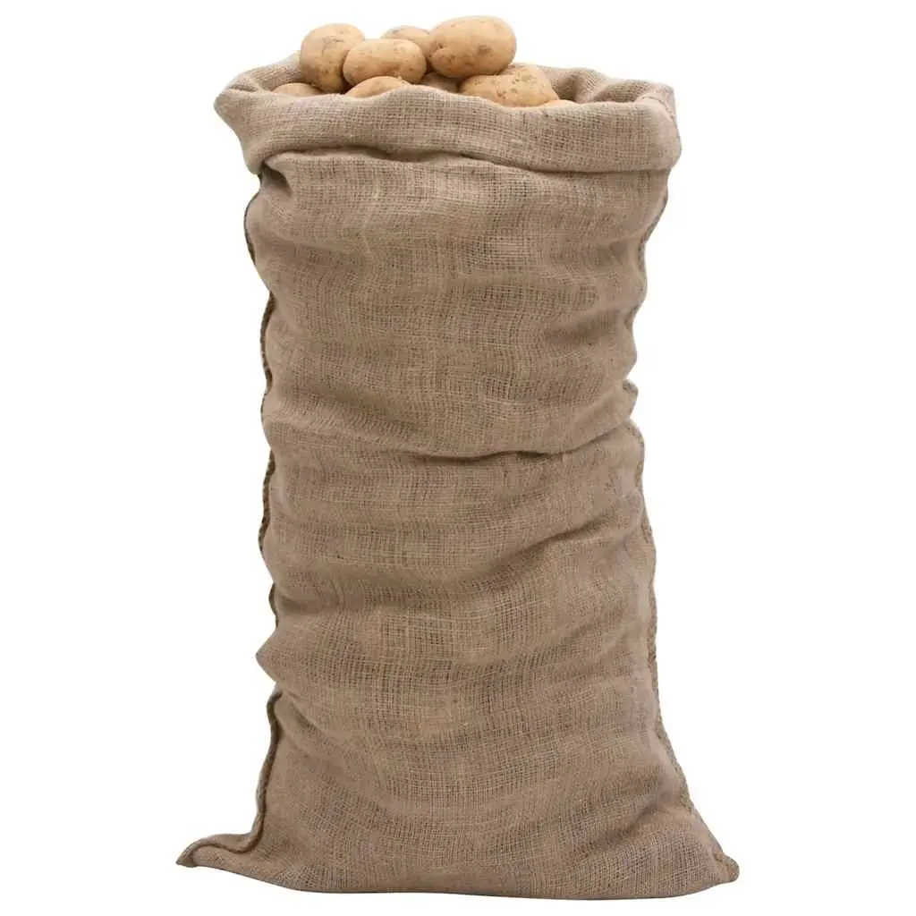 Jute Sacks Storage Bags Garden Home Use 65x135 cm Natural Burlap 10 Piece