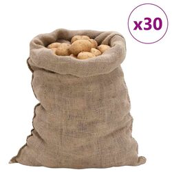 30 Pieces of Jute Sacks - 60x105 cm Natural Storage Bags