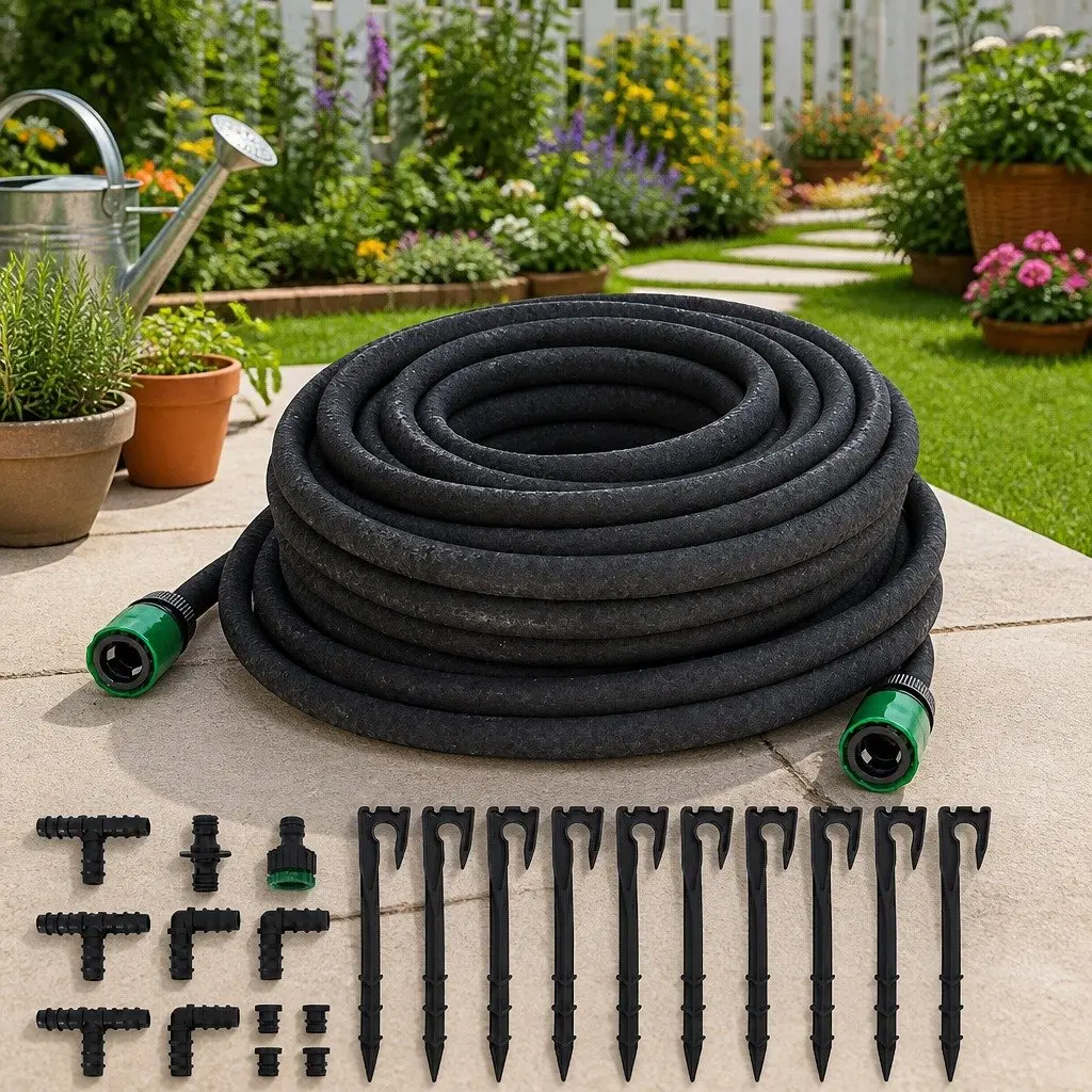 25m Black Soaker Hose for Garden Use