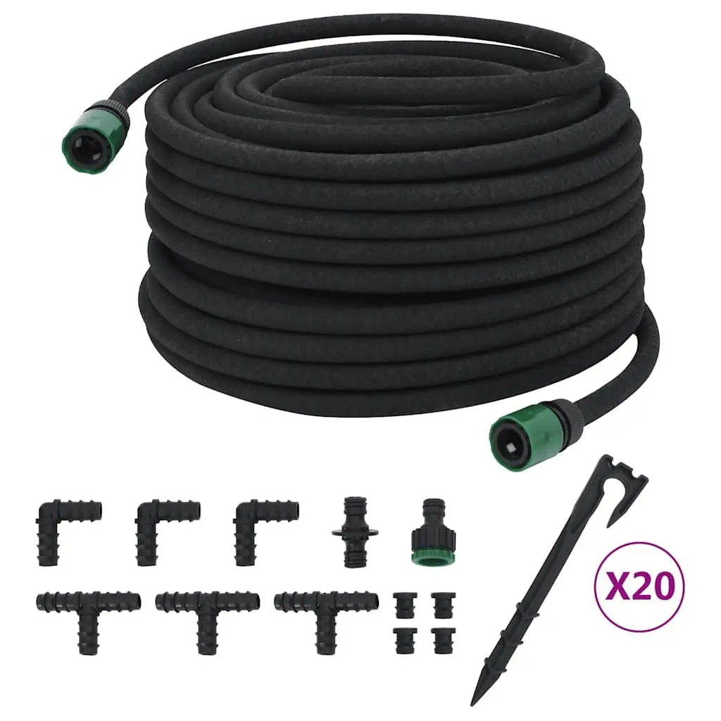 Garden Soaker Hose 50m Black Drip Irrigation Watering Flexible Rubber Hose