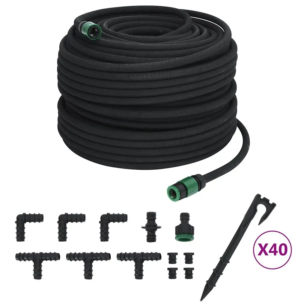 Garden Soaker Hose Black 100m Drip Irrigation Watering Hose for Lawn Plants
