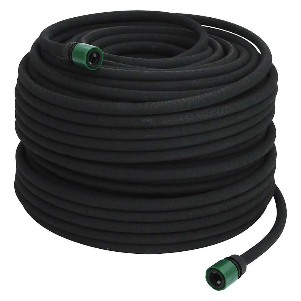 Black Rubber Soaker Hose, 100m Length and 0.6" Diameter