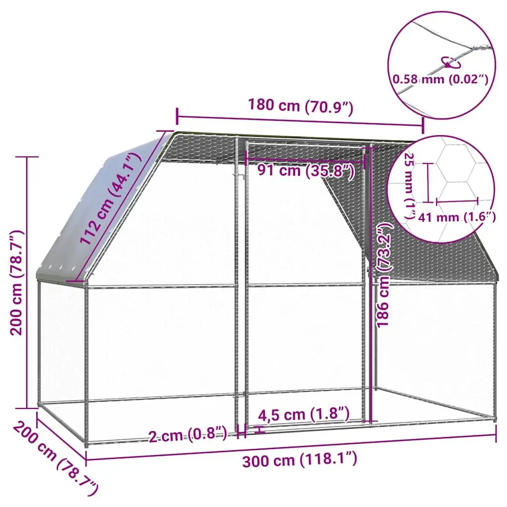 Outdoor Chicken Cage 3x2x2m Coop