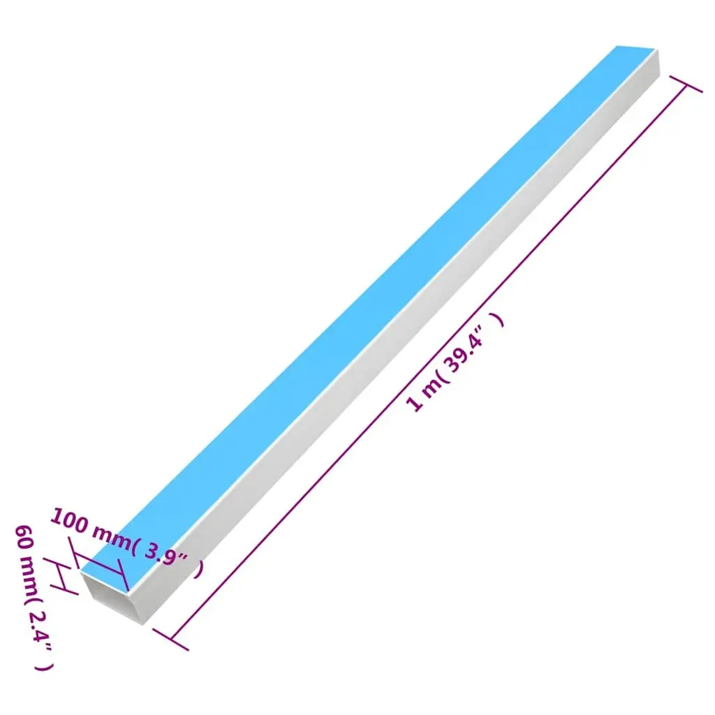 Cable Trunking White Self-Adhesive 100x60mm 10m PVC Wire Management Cover