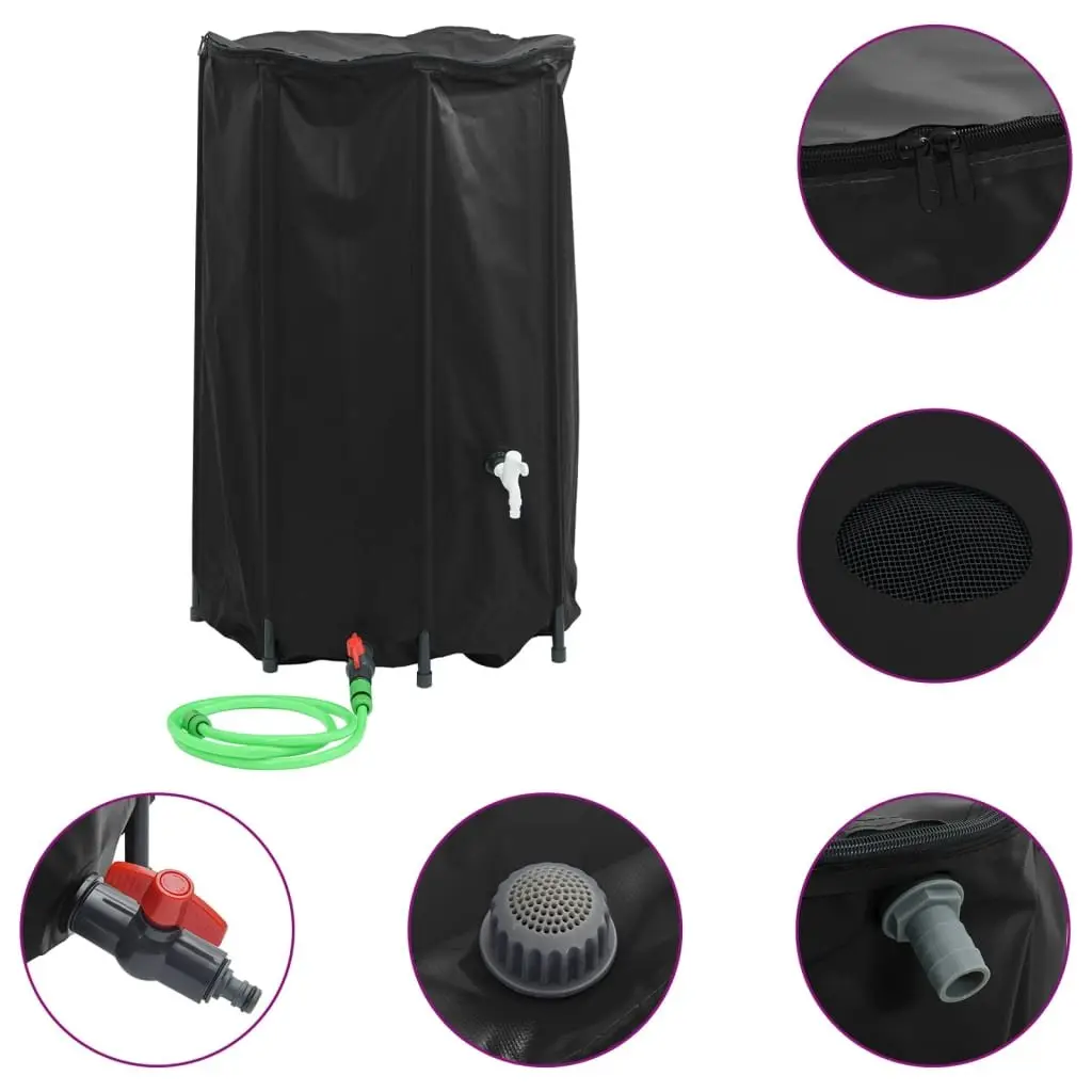 Water Tank 500L Foldable Collapsible Rainwater Storage Garden Black
