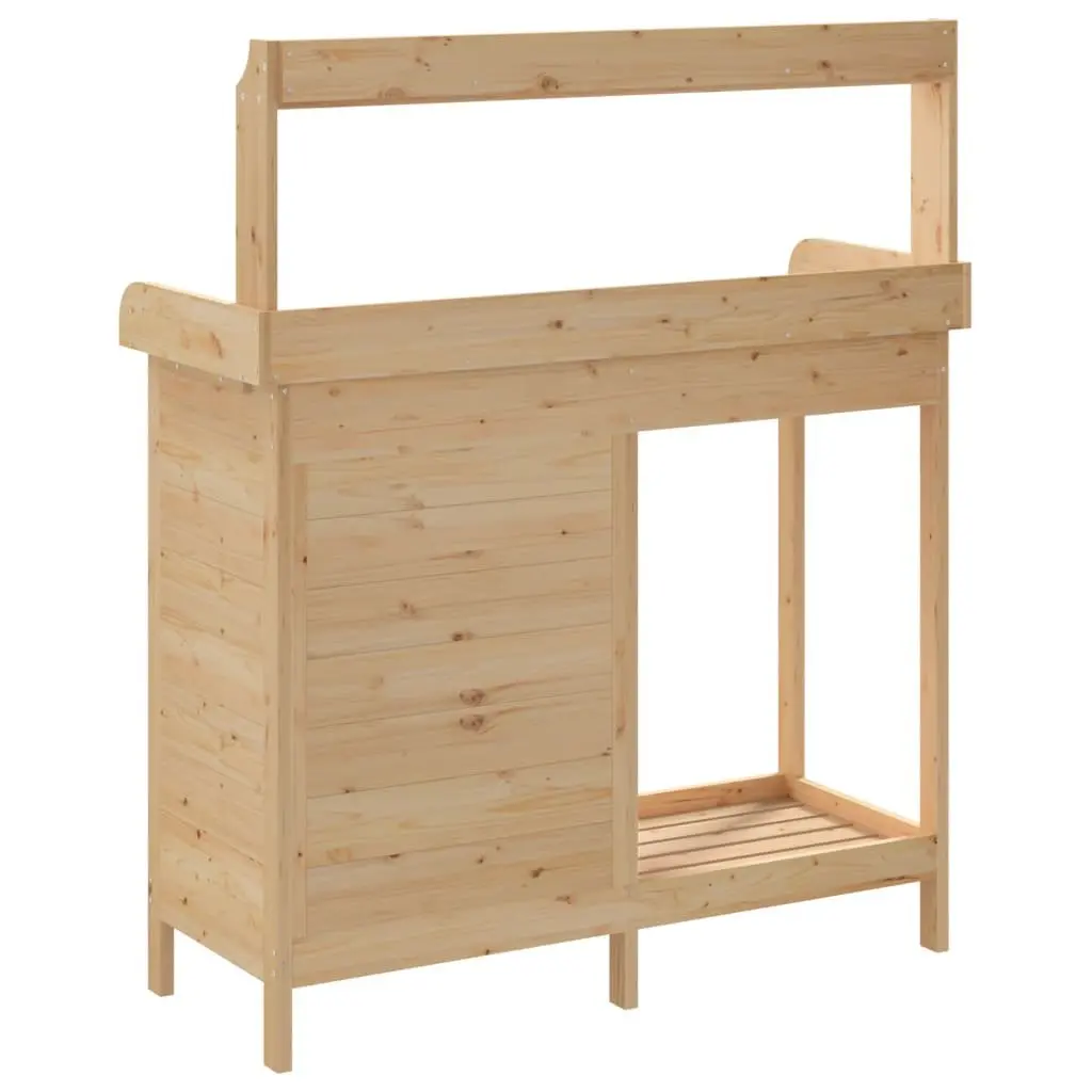 Potting Table with Cabinet Storage Drawer Shelf Brown Solid Wood Plant Stand