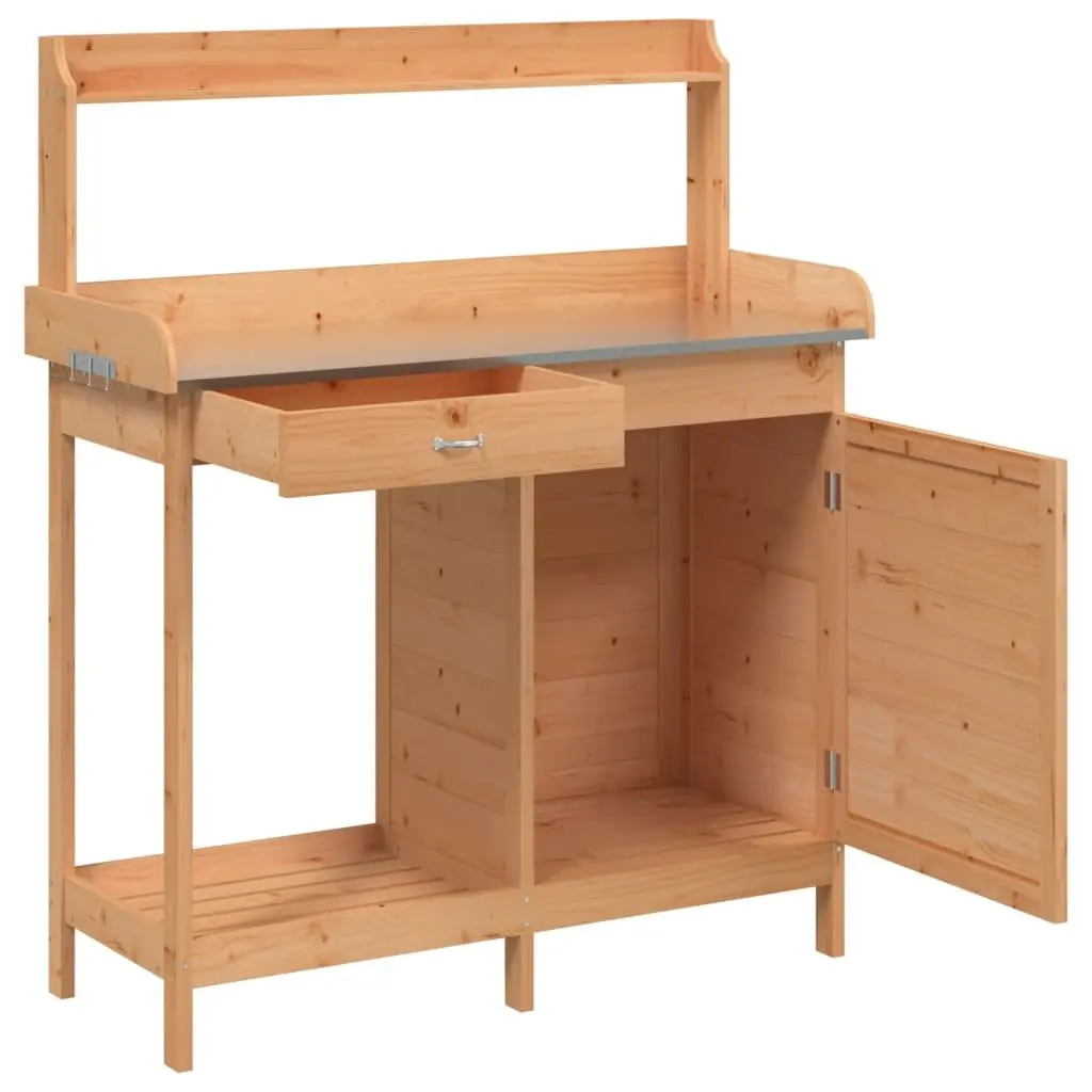 Potting Table for Garden 110.5x45x124.5 cm Solid Wood Fir with Cabinet