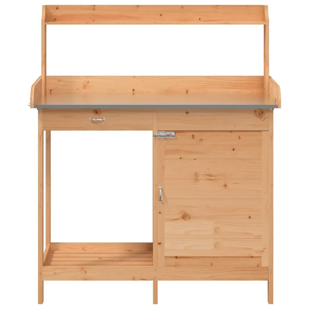 Potting Table for Garden 110.5x45x124.5 cm Solid Wood Fir with Cabinet