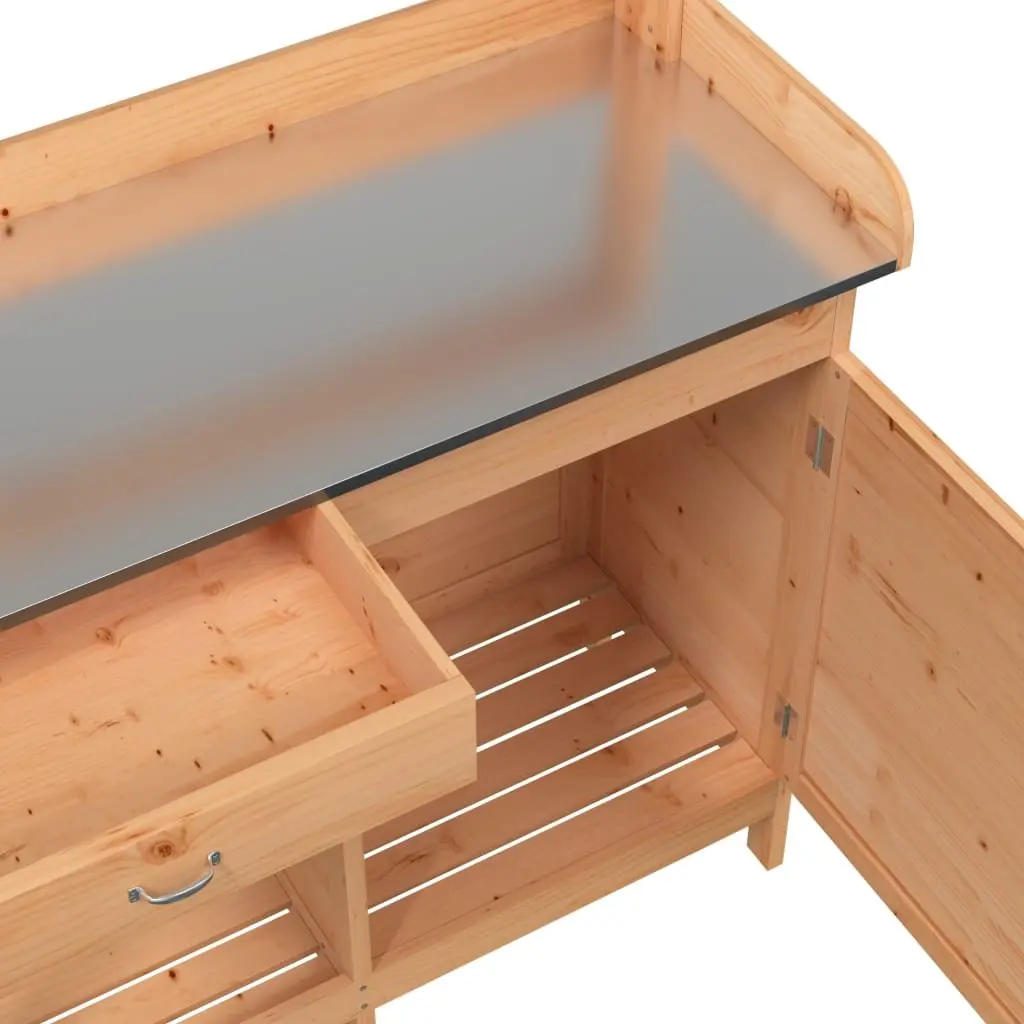 Potting Table for Garden 110.5x45x124.5 cm Solid Wood Fir with Cabinet