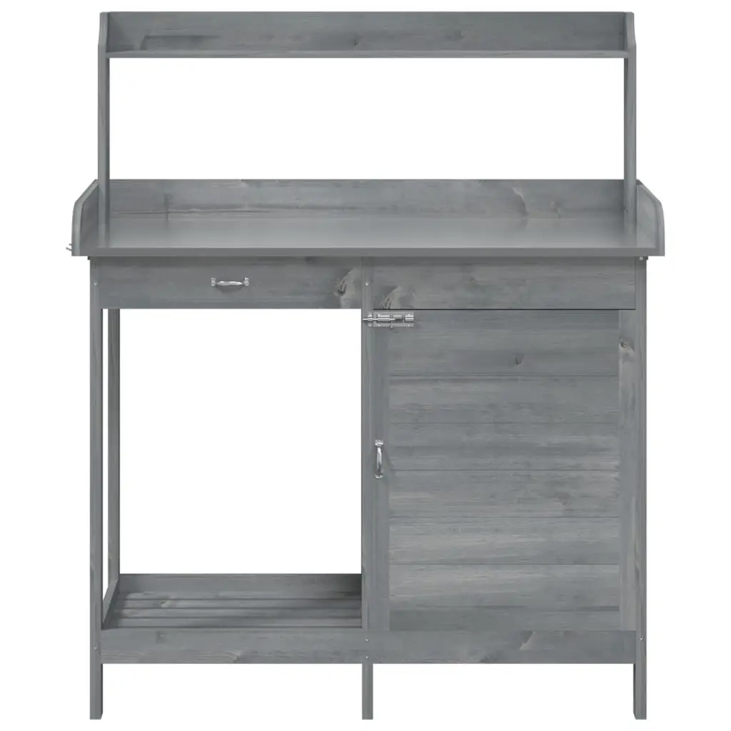 Potting Table with Cabinet Storage Grey 110.5x45x124.5 cm Solid Fir Wood Plant