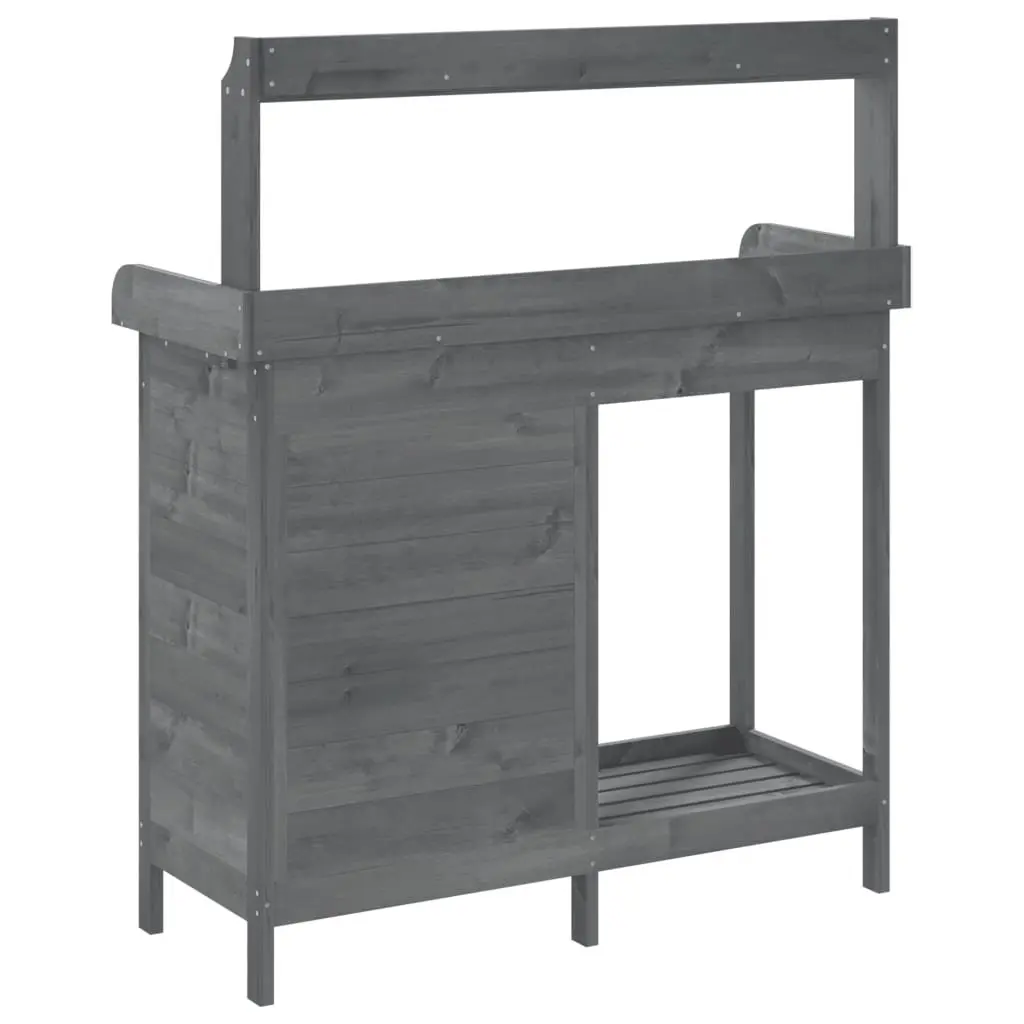 Potting Table with Cabinet Storage Grey 110.5x45x124.5 cm Solid Fir Wood Plant