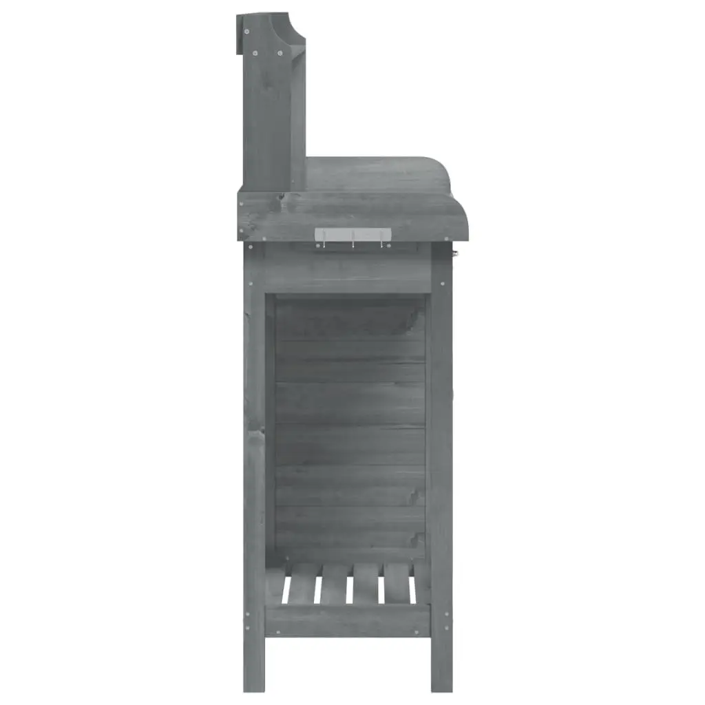 Potting Table with Cabinet Storage Grey 110.5x45x124.5 cm Solid Fir Wood Plant