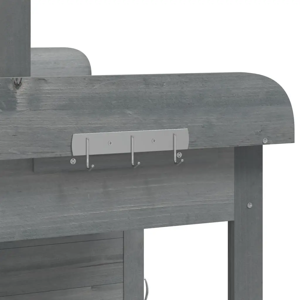 Potting Table with Cabinet Storage Grey 110.5x45x124.5 cm Solid Fir Wood Plant