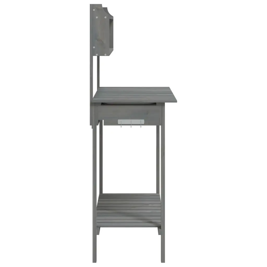 Potting Table with Sink Grey Solid Wood Garden Workbench Plant Stand Storage