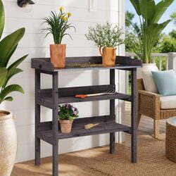 Grey Solid Wood Fir Plant Table – 78 x 38 x 82.5 cm