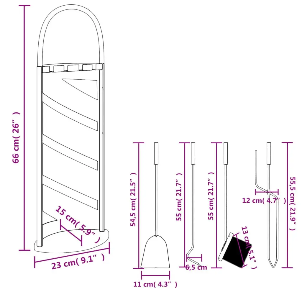5-Piece Steel Fireplace Tool Set