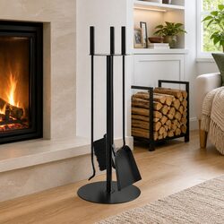 Fireplace Tool Set: 4-Piece Steel Construction Details