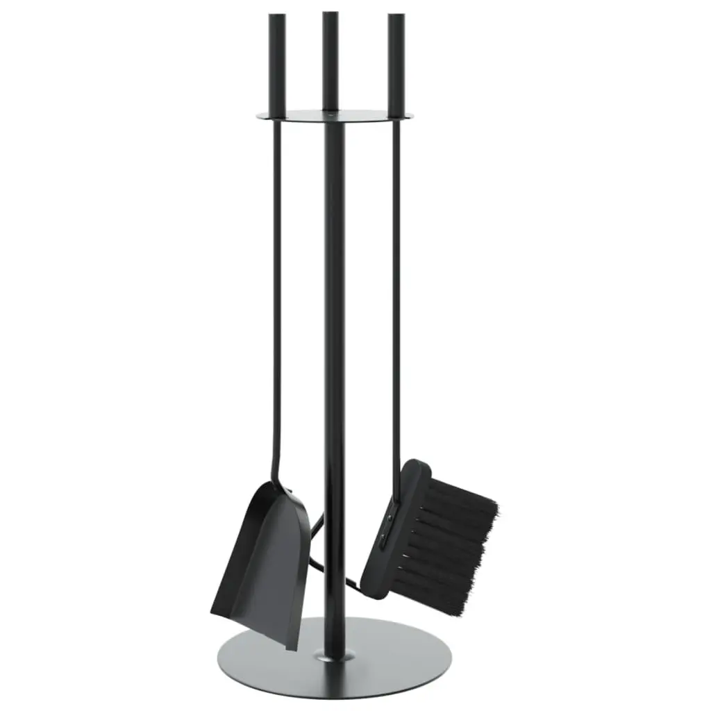 Fireplace Tool Set 4 Piece Steel for Ash Cleaning and Maintenance 22 x 59 cm Black