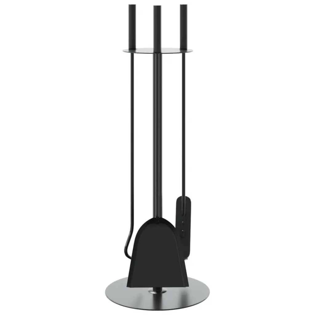 Fireplace Tool Set 4 Piece Steel for Ash Cleaning and Maintenance 22 x 59 cm Black