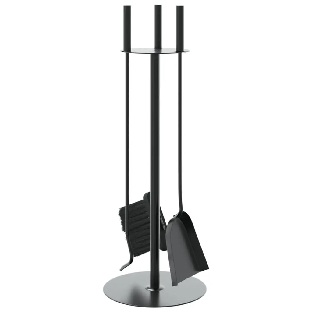 Fireplace Tool Set 4 Piece Steel for Ash Cleaning and Maintenance 22 x 59 cm Black