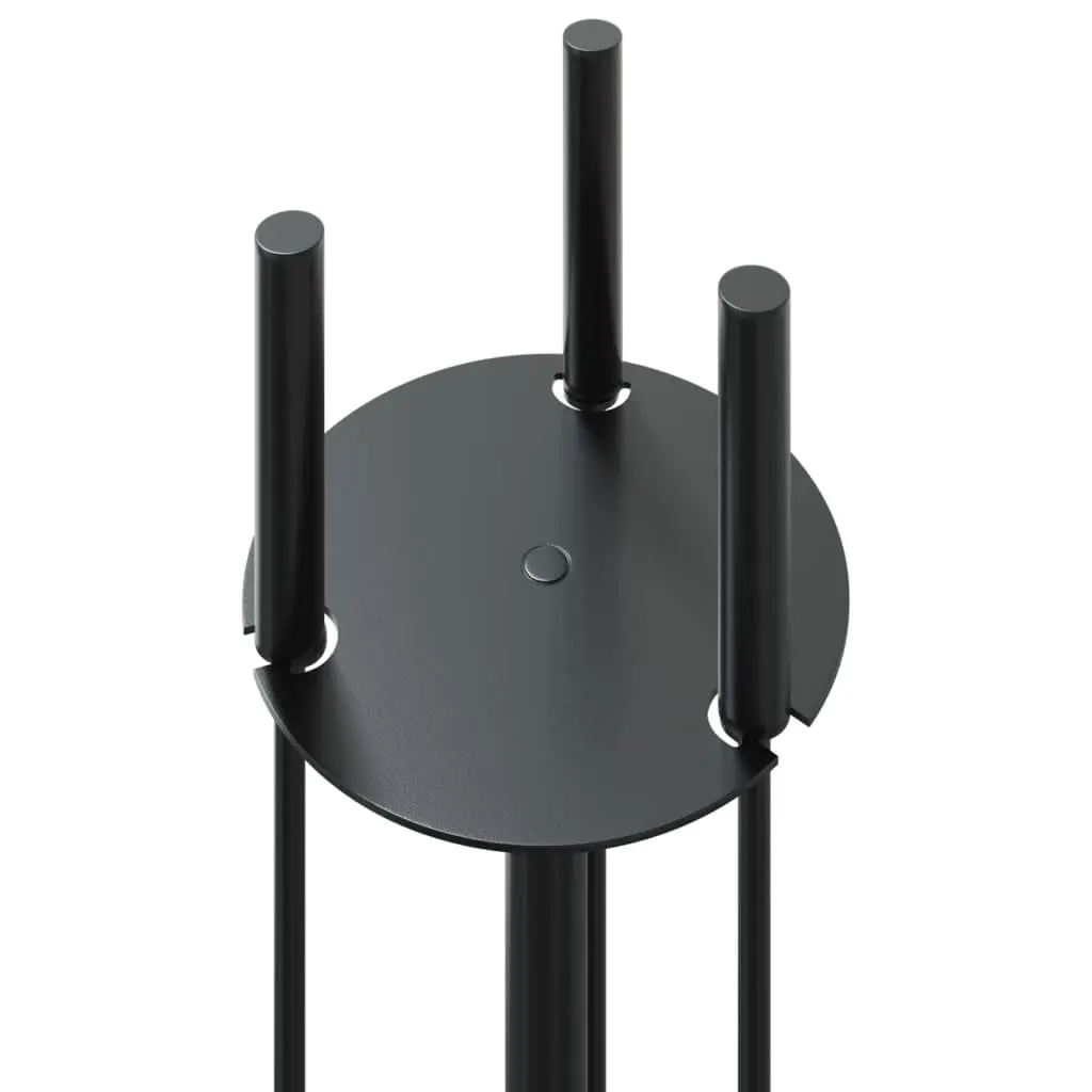 Fireplace Tool Set 4 Piece Steel for Ash Cleaning and Maintenance 22 x 59 cm Black