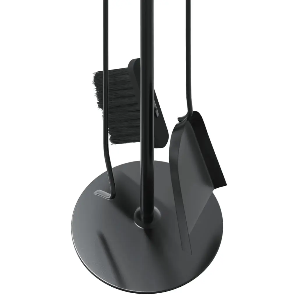 Fireplace Tool Set 4 Piece Steel for Ash Cleaning and Maintenance 22 x 59 cm Black