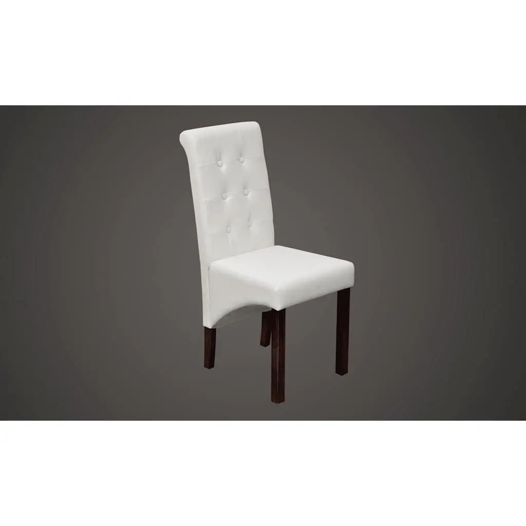 Dining Chairs Set of 4 Kitchen White Faux Leather Ergonomic Padded Backrest