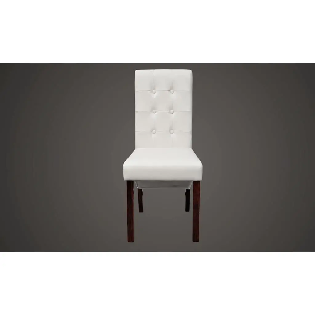 Dining Chairs Set of 4 Kitchen White Faux Leather Ergonomic Padded Backrest