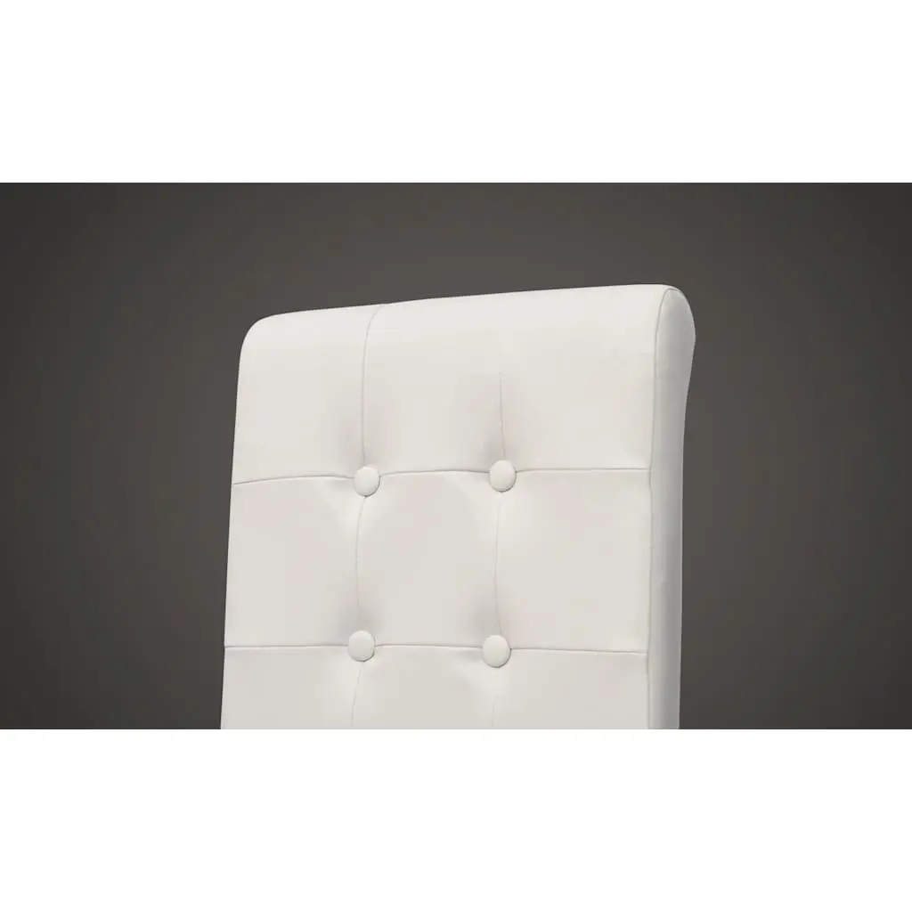 Dining Chairs Set of 4 Kitchen White Faux Leather Ergonomic Padded Backrest