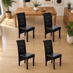 Specifications for Dining Chairs: 4 Brown Faux Leather Padded Seats