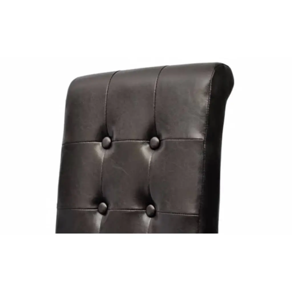 Dining Chairs 4 pcs Brown Faux Leather Padded Seats Ergonomic Kitchen Furniture