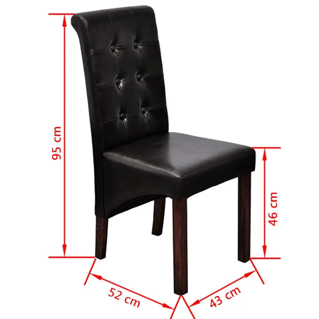 Dining Chairs 4 pcs Brown Faux Leather Padded Seats Ergonomic Kitchen Furniture