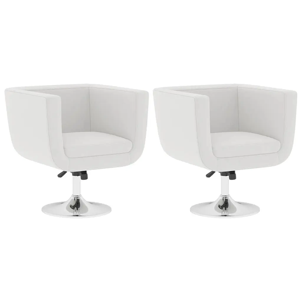 Bar Chairs 2 pcs White Swivel Armchairs Height Adjustable Padded Seat Office