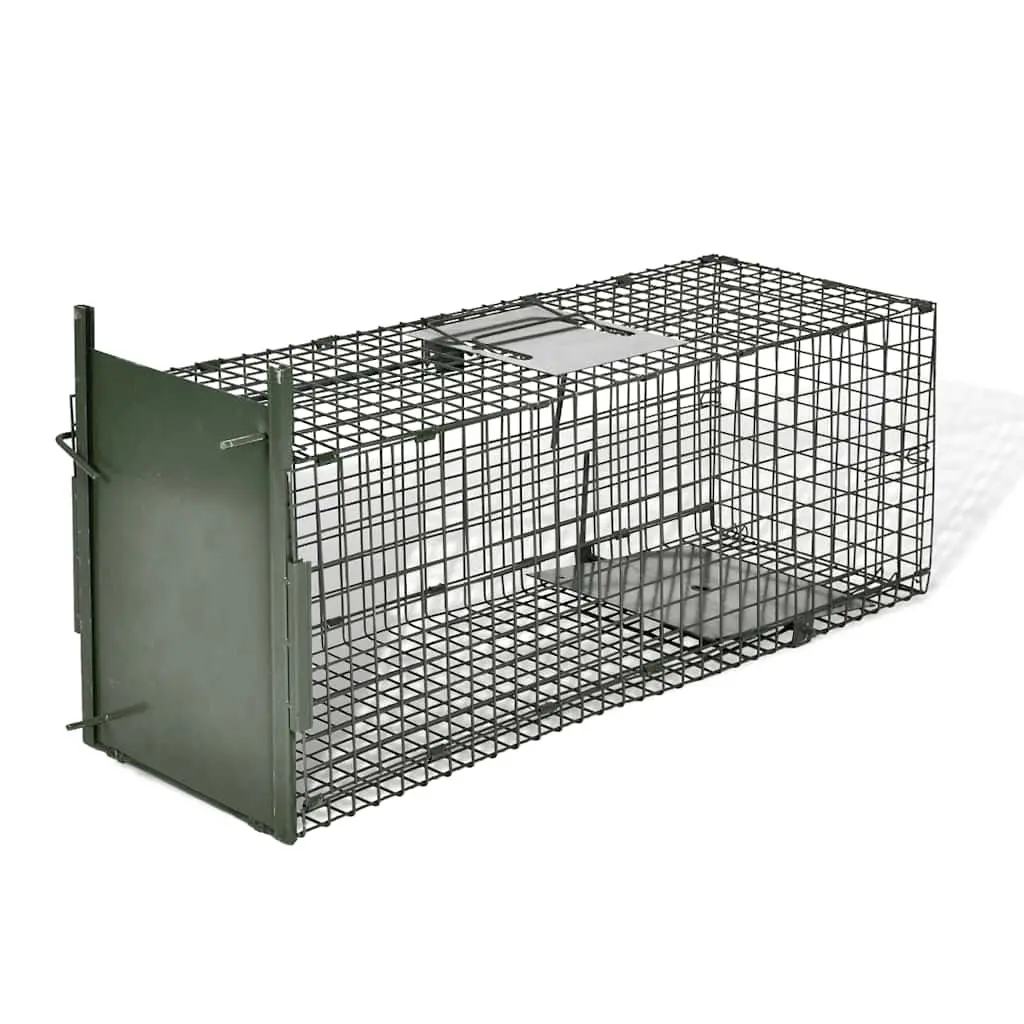 Live Animal Trap for Humane Animal Control Green 1 Door Foldable Handle