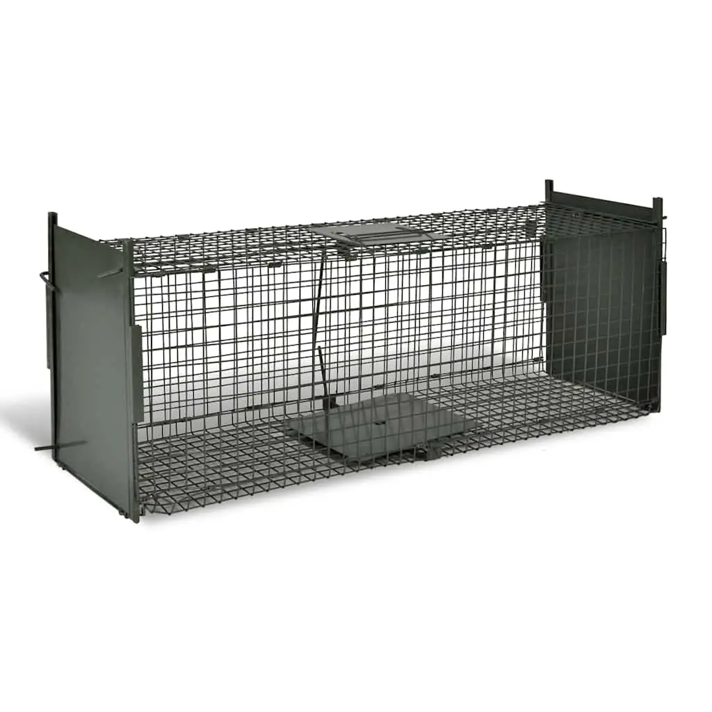 Live Animal Trap Cage Outdoor Green Foldable Handle 2 Door