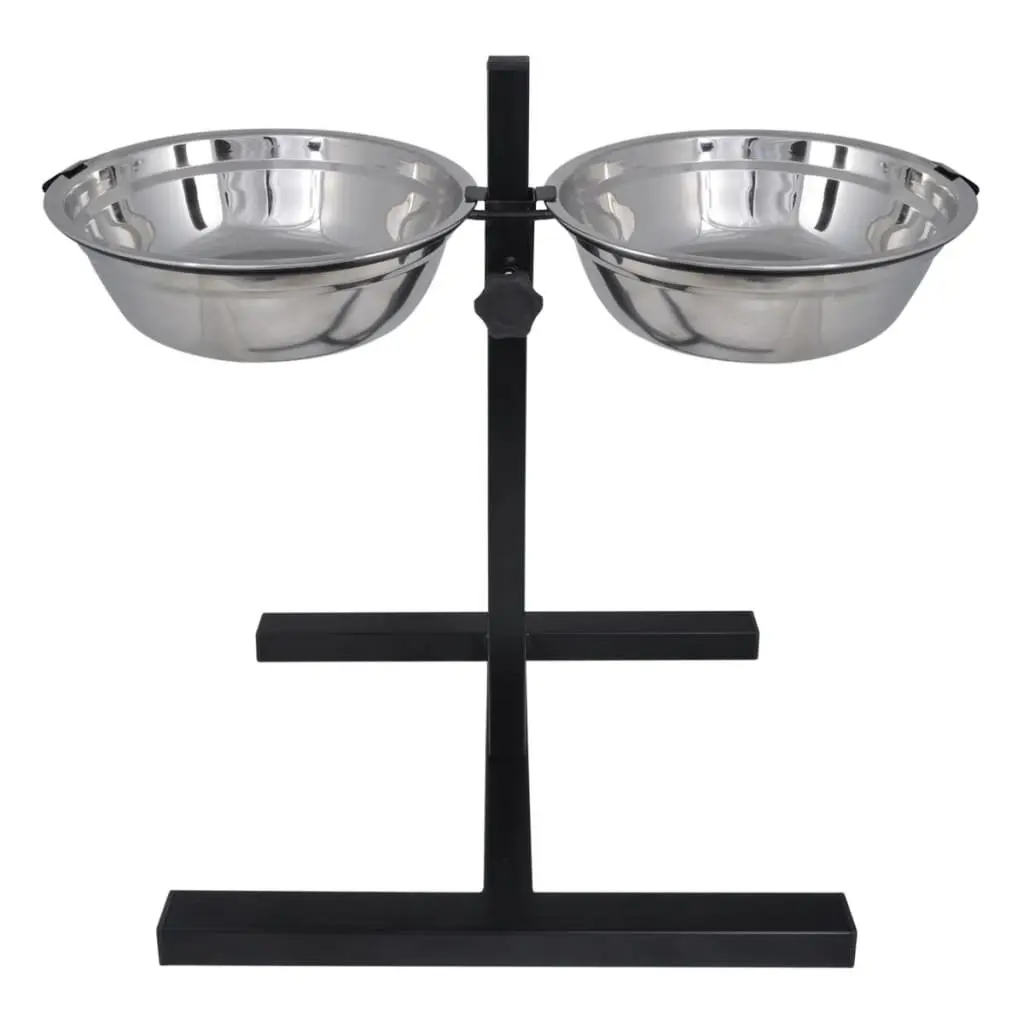 Adjustable Double Diner Pet Feeding Stand for Dogs with 2 Stainless Steel Bowls