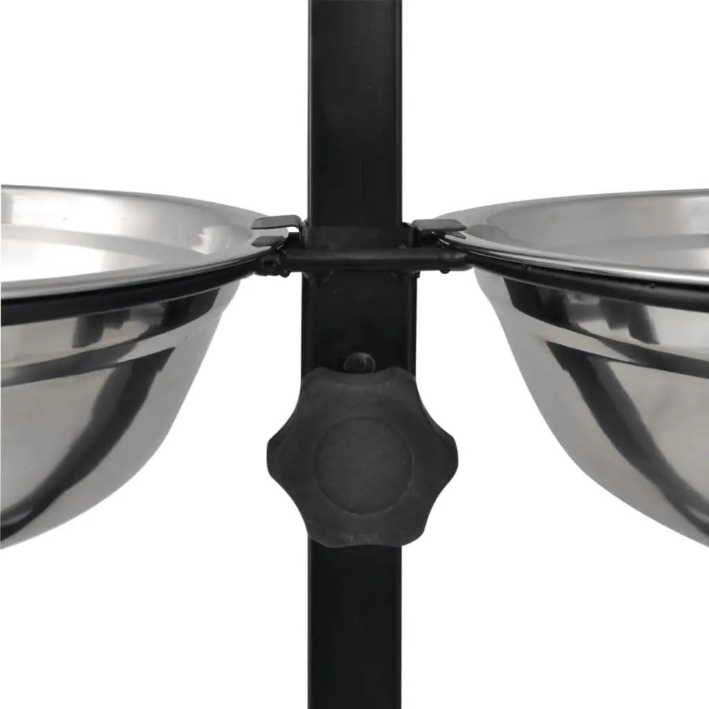 Adjustable Double Diner Pet Feeding Stand for Dogs with 2 Stainless Steel Bowls