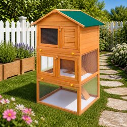 3-Layer Wooden Rabbit Hutch Specifications and Features