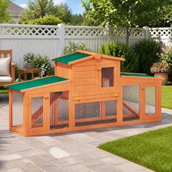 Large Rabbit Hutch Two Storey Small Animal Cage Wooden House Pet Enclosure