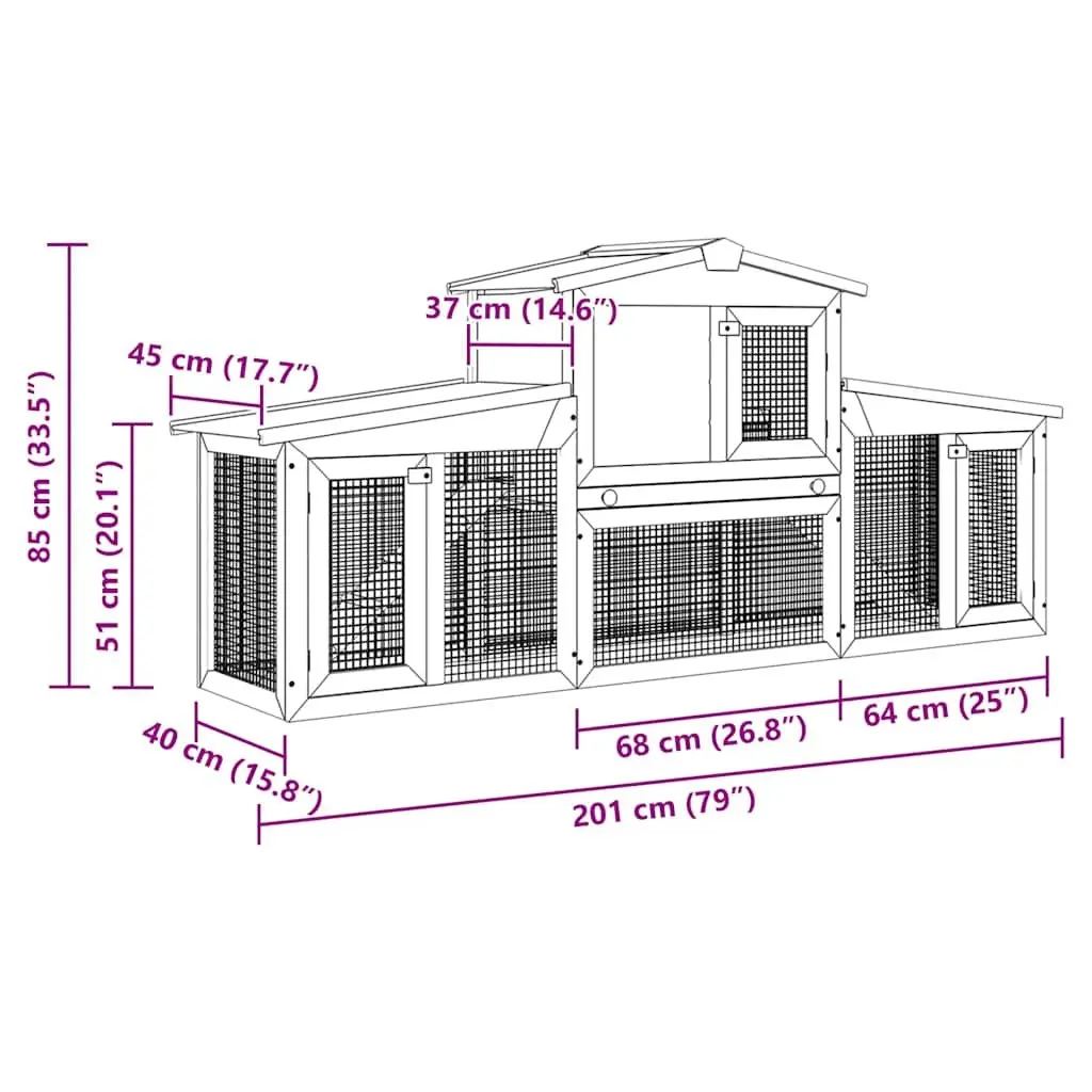 Large Rabbit Hutch Two Storey Small Animal Cage Wooden House Pet Enclosure
