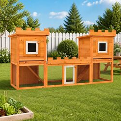 Double House Rabbit Hutch: Two-Tiered Dimensions & Specs