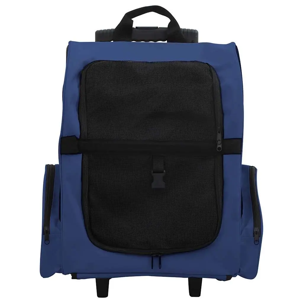 Pet Trolley Foldable Multipurpose Stroller Carrier Backpack Handbag Blue