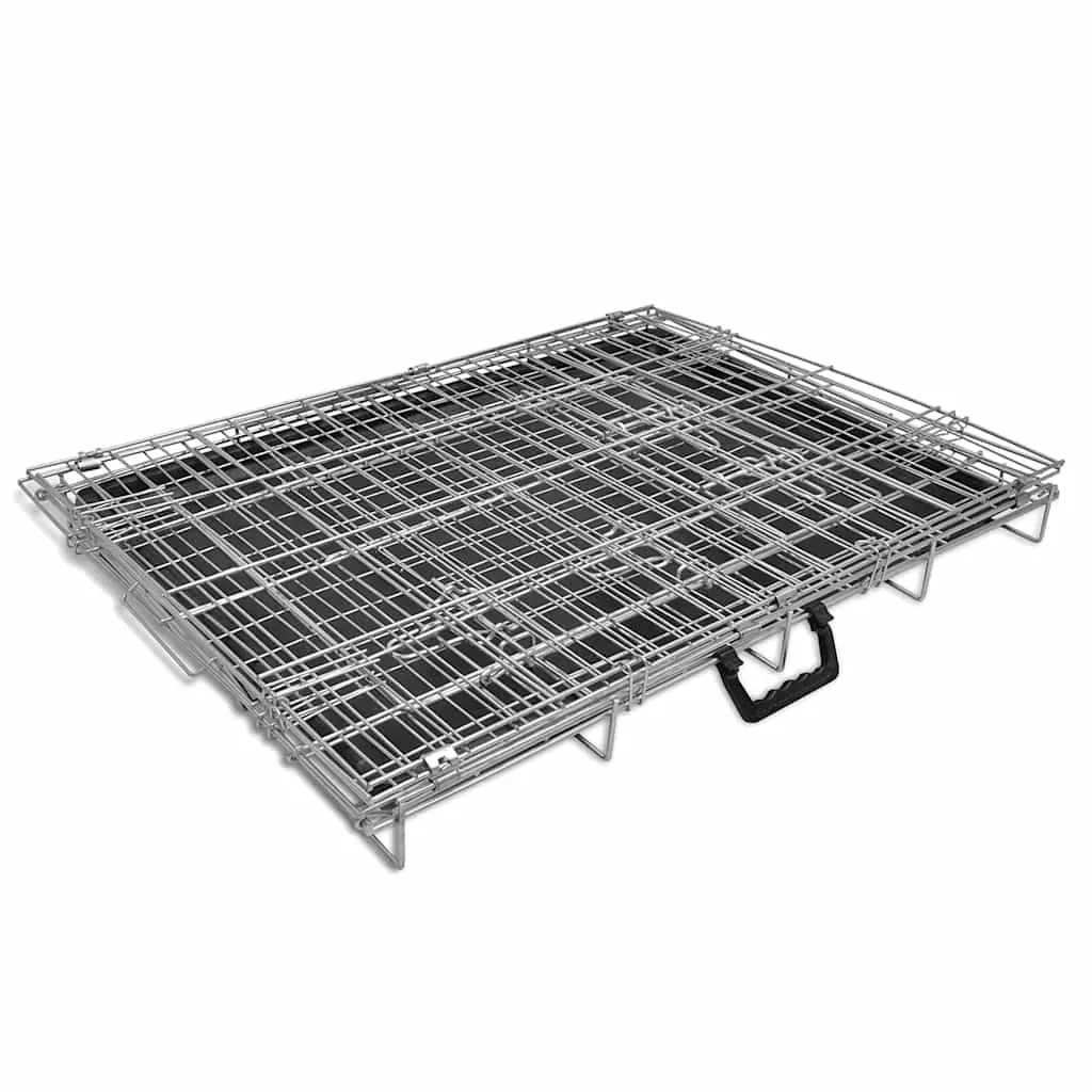Foldable Metal Dog Bench M Black Crate Cage Training Portable Pet Enclosure
