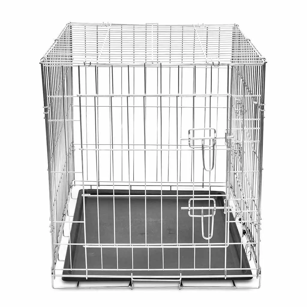 Foldable Metal Dog Bench M Black Crate Cage Training Portable Pet Enclosure