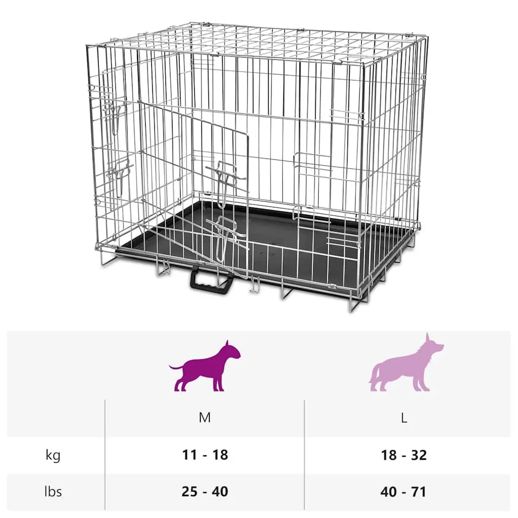 Foldable Metal Dog Bench M Black Crate Cage Training Portable Pet Enclosure