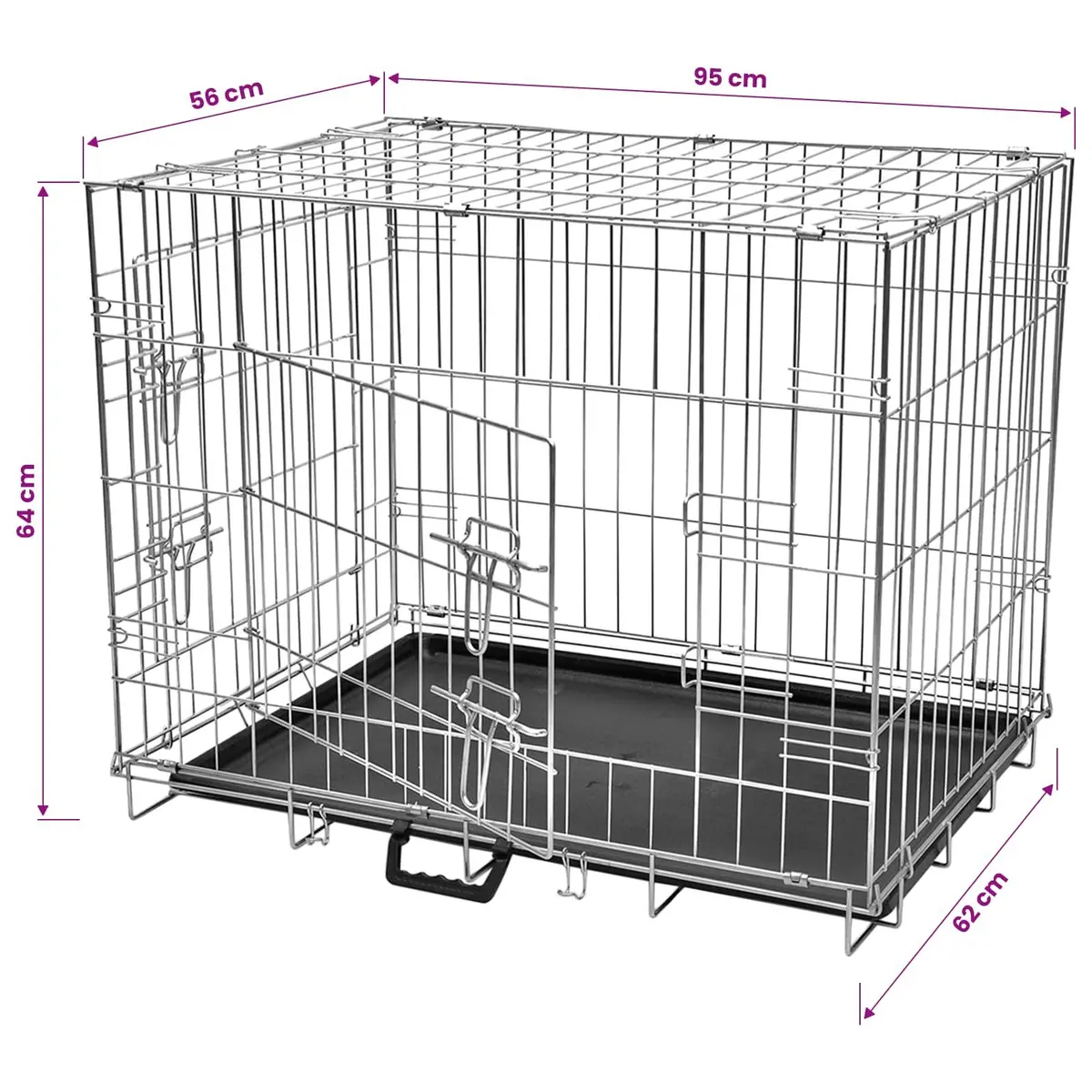 Large Black Foldable Dog Bench with Sturdy Steel Frame