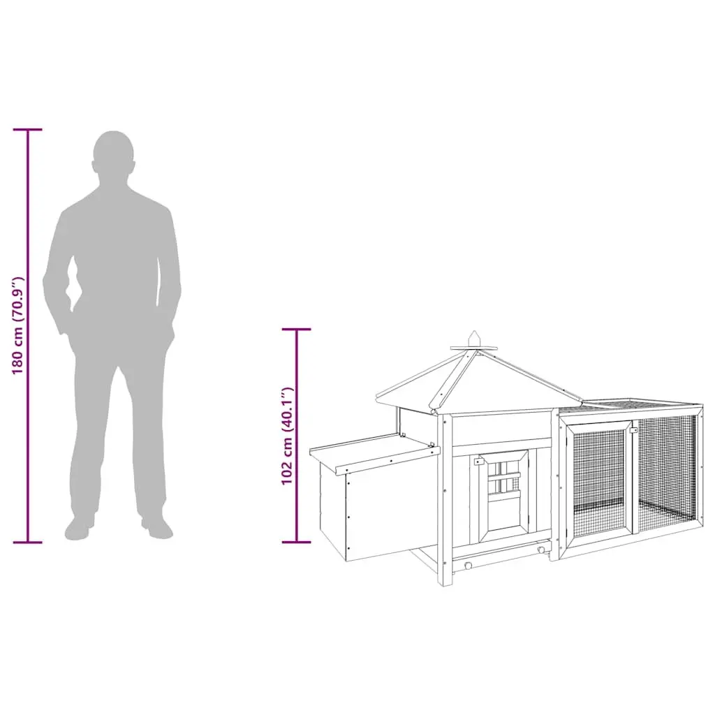 Outdoor Chicken Coop for Backyard Use with Nesting Box and Iron Mesh Run Brown